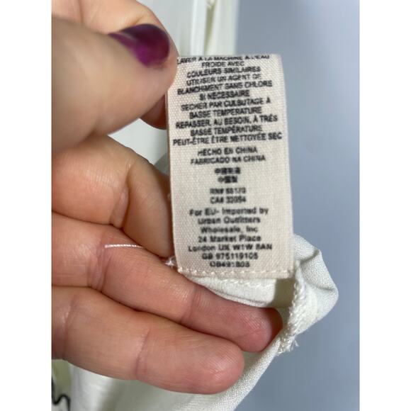 Free People, Size Small, Off White Button Up Blouse, Distressed Ruffle Contrast - Picture 5 of 9